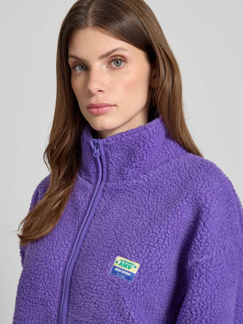 American vintage Fleecejack met opstaande kraag en labeldetail model 'HOKTOWN'