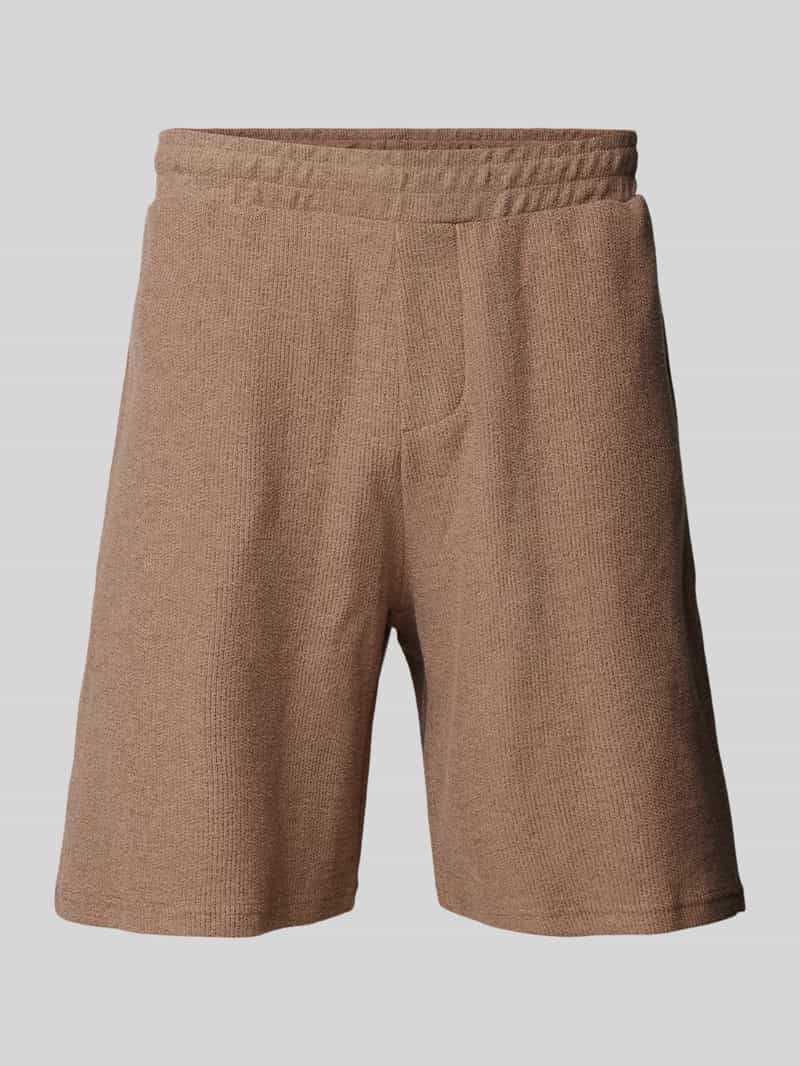 REVIEW Regular fit sweatshorts met structuurmotief