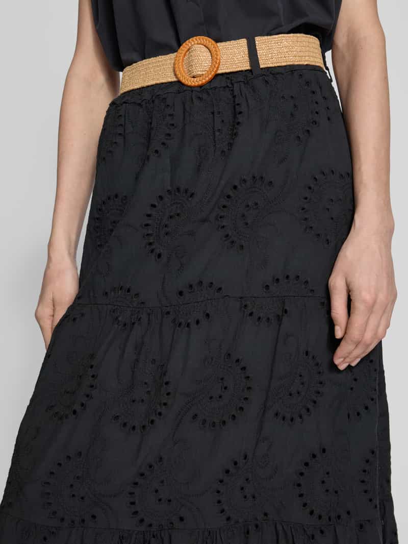 ZABAIONE Midirok met broderie anglaise en riem