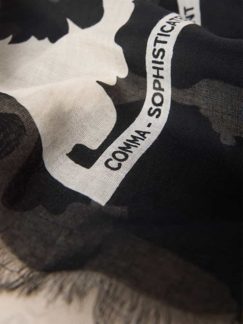 comma Sjaal met franjes in een all-over look