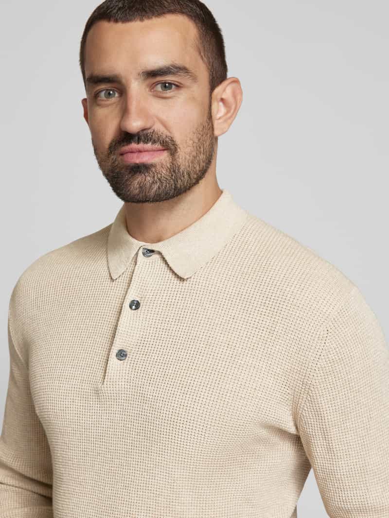 OLYMP Level Five Slim fit gebreide pullover met polokraag van katoen