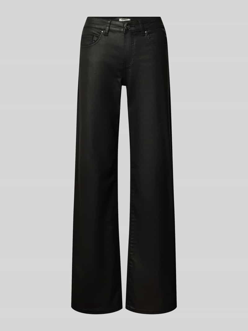 Only mid waist leren broek met matte look