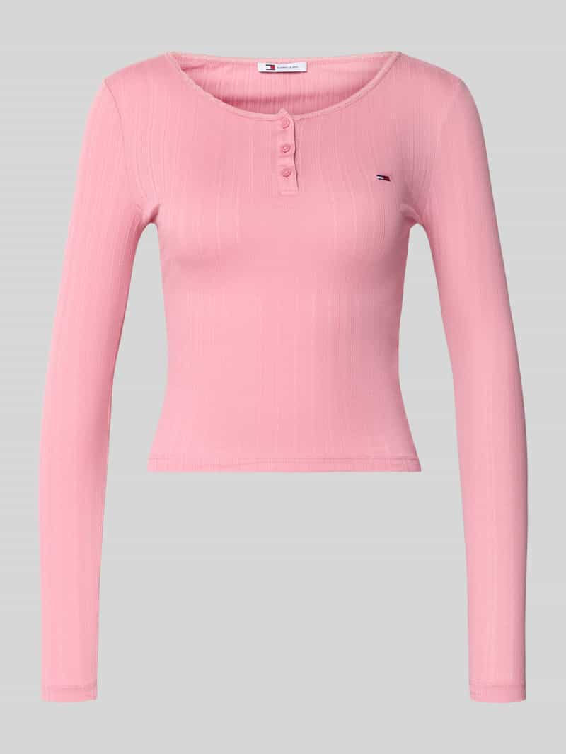 Tommy Jeans Slim fit henley shirt met ribstructuur