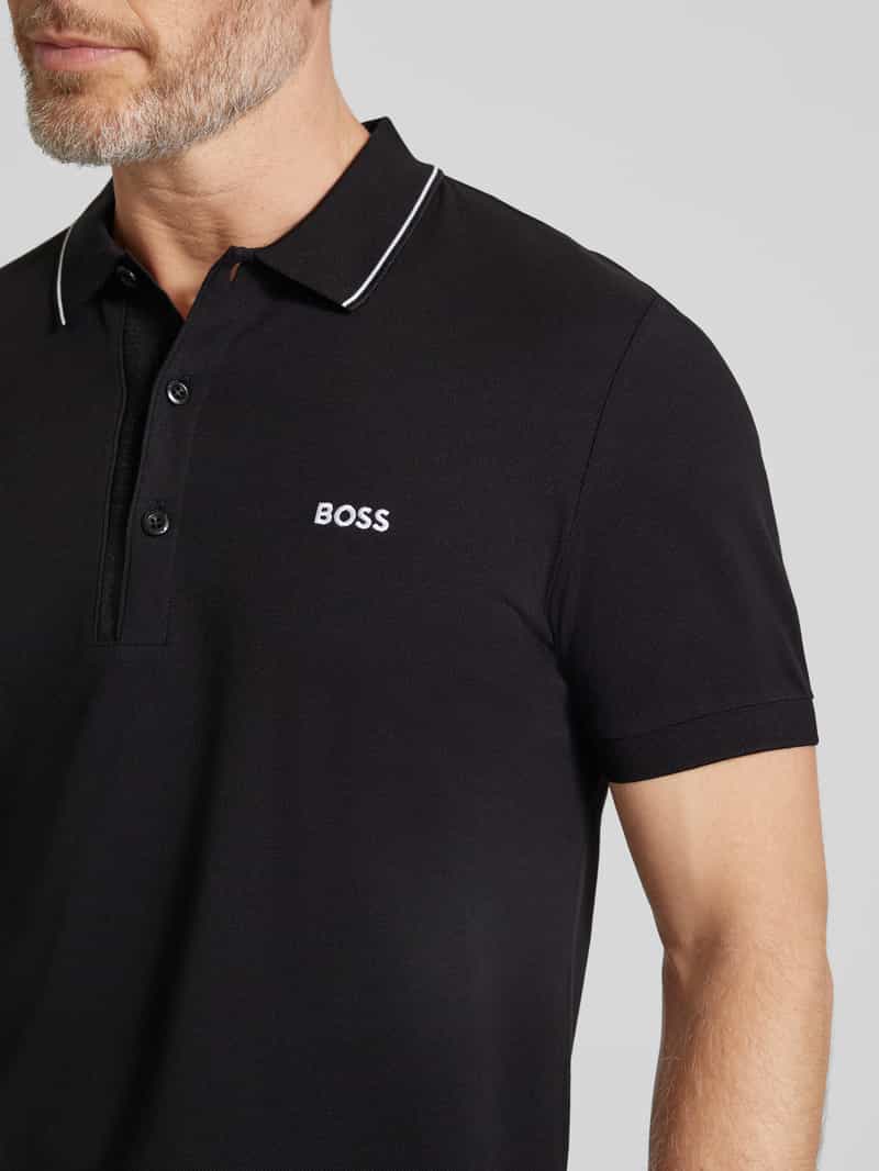 BOSS Green Regular fit poloshirt met labelstitching model 'Paule'