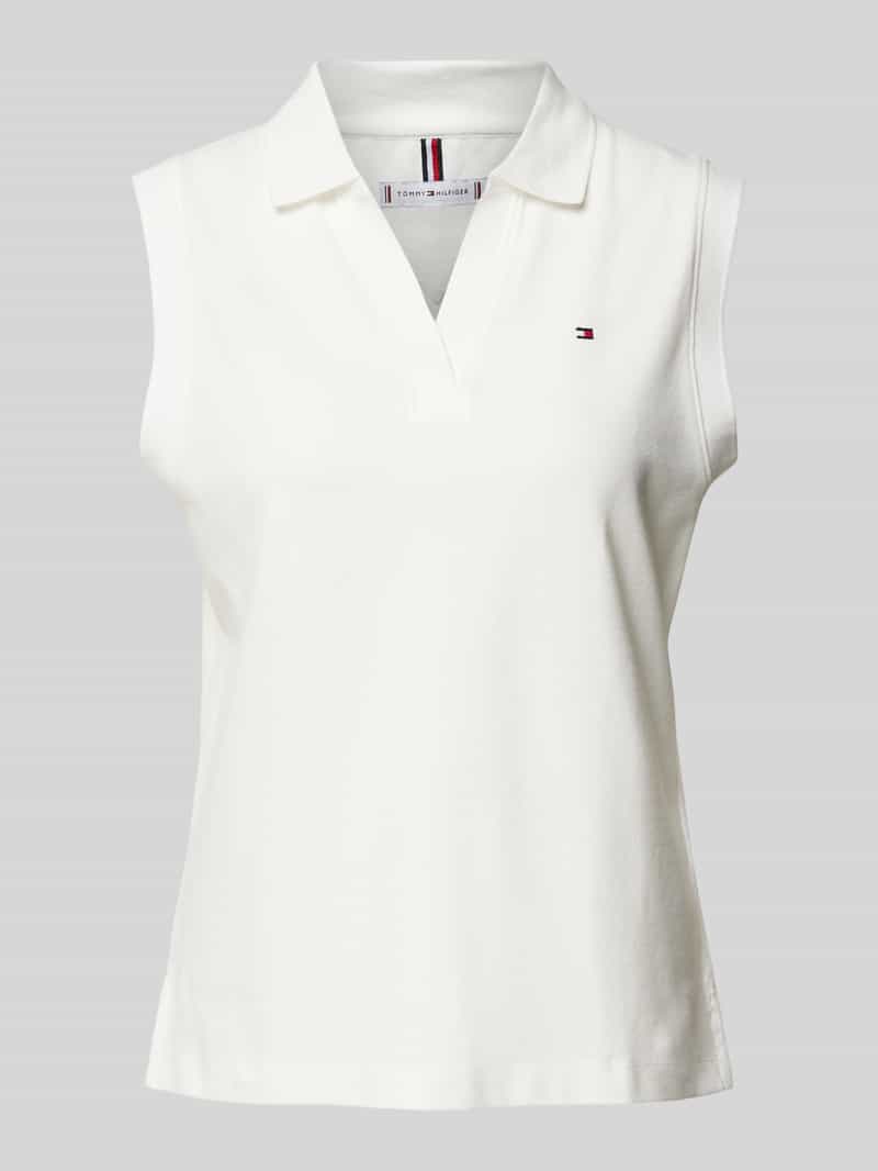 Tommy Hilfiger Relaxed fit poloshirt met labelstitching en V-hals