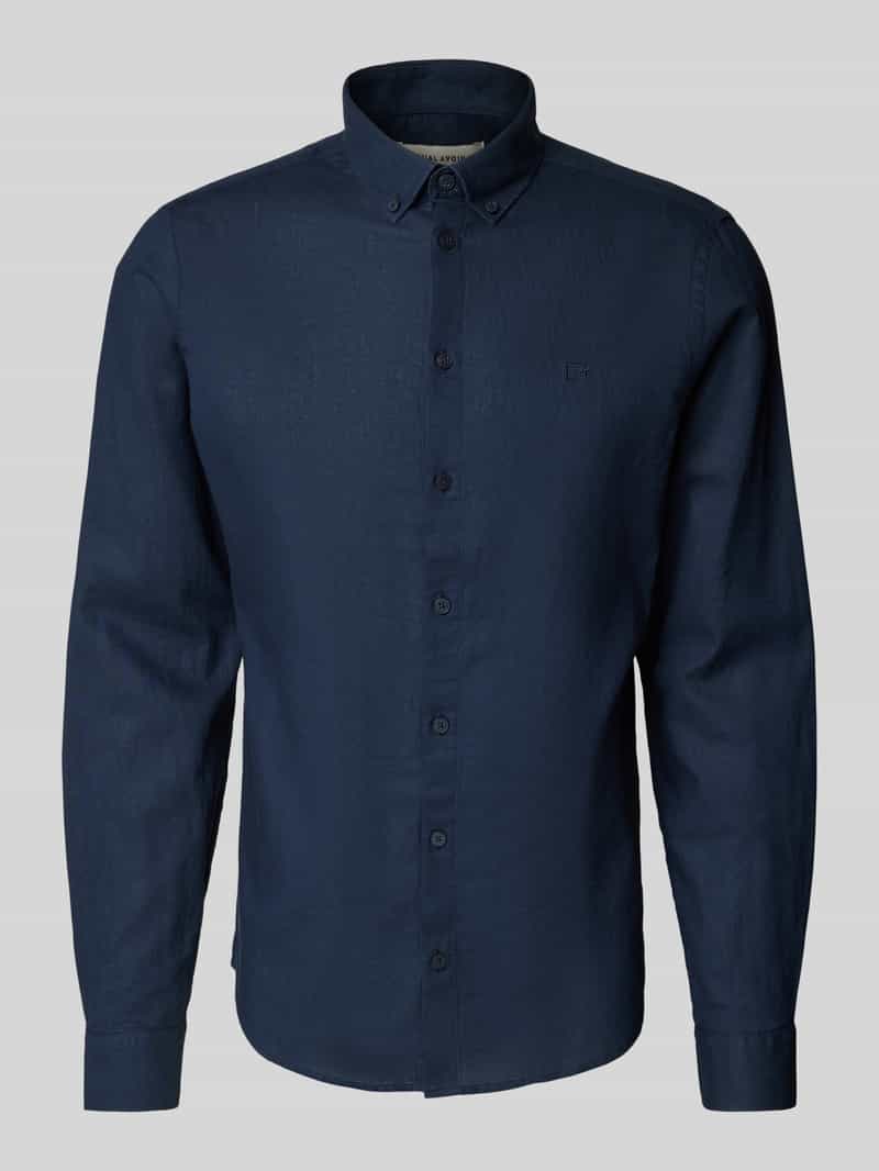 casual friday Regular fit linnen overhemd met button-downkraag model 'Anton'