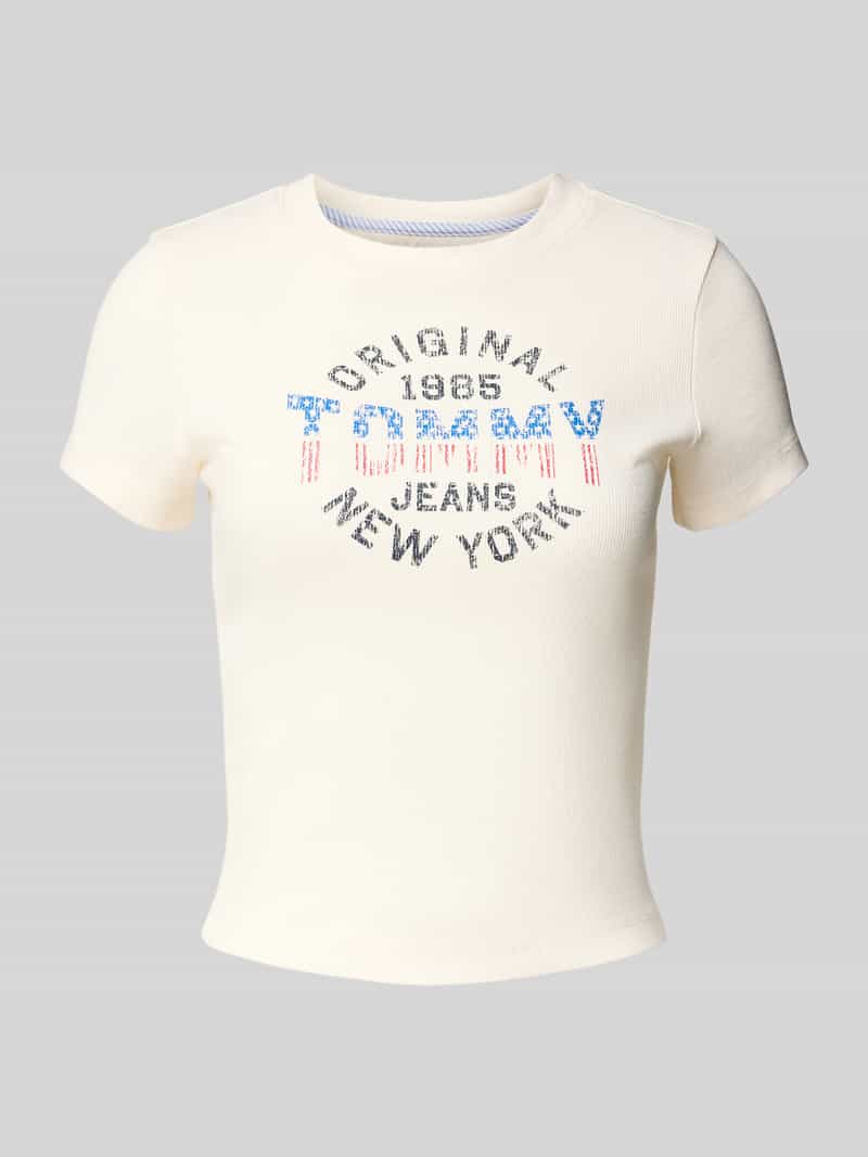 Tommy Jeans Slim fit T-shirt van ribstof