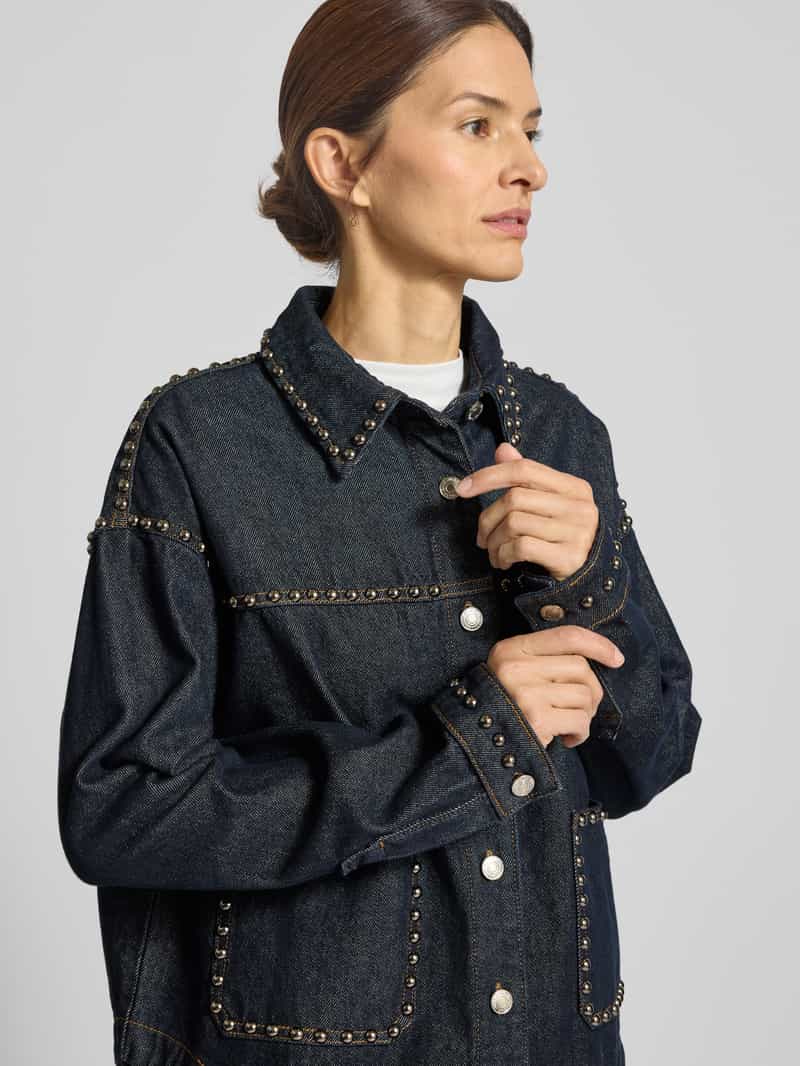 miss goodlife Relaxed fit jeansblouse met opgestikte zakken model 'Studs'