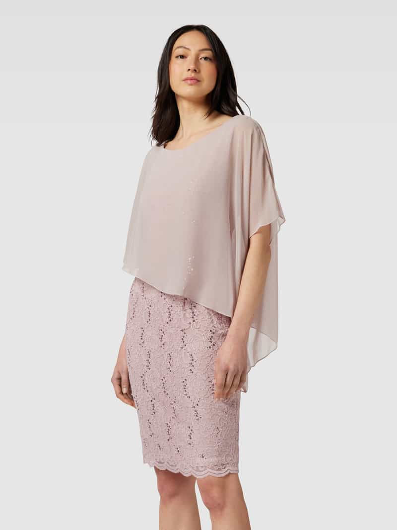 Knielange cocktailjurk in dubbele-laagjeslook Swing