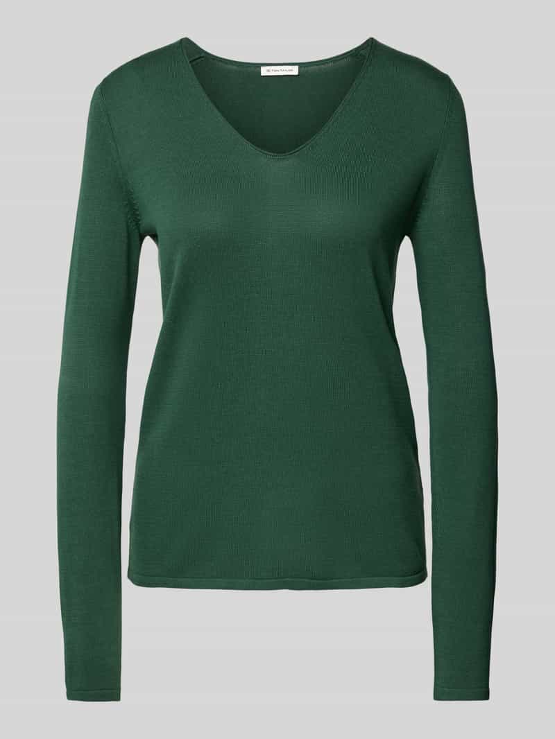 Tom Tailor Regular fit gebreide pullover van katoenmix met V-hals