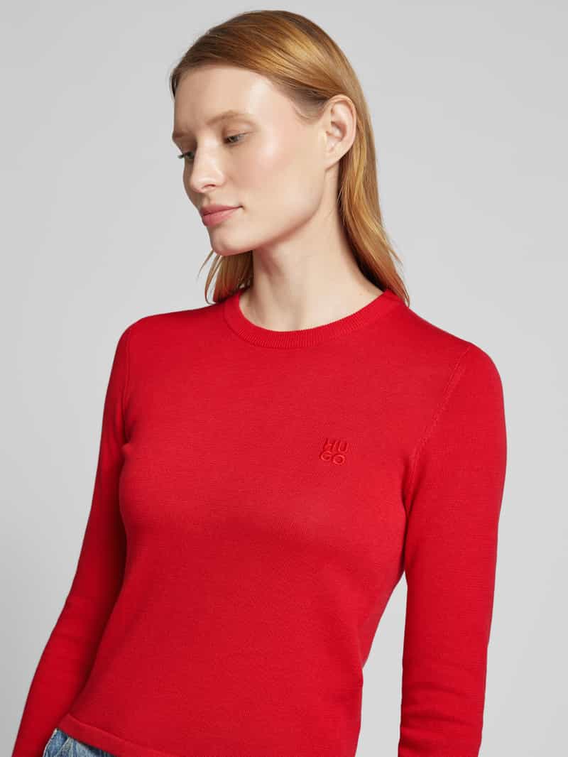 HUGO Gebreide pullover met labelstitching model 'Scallia'
