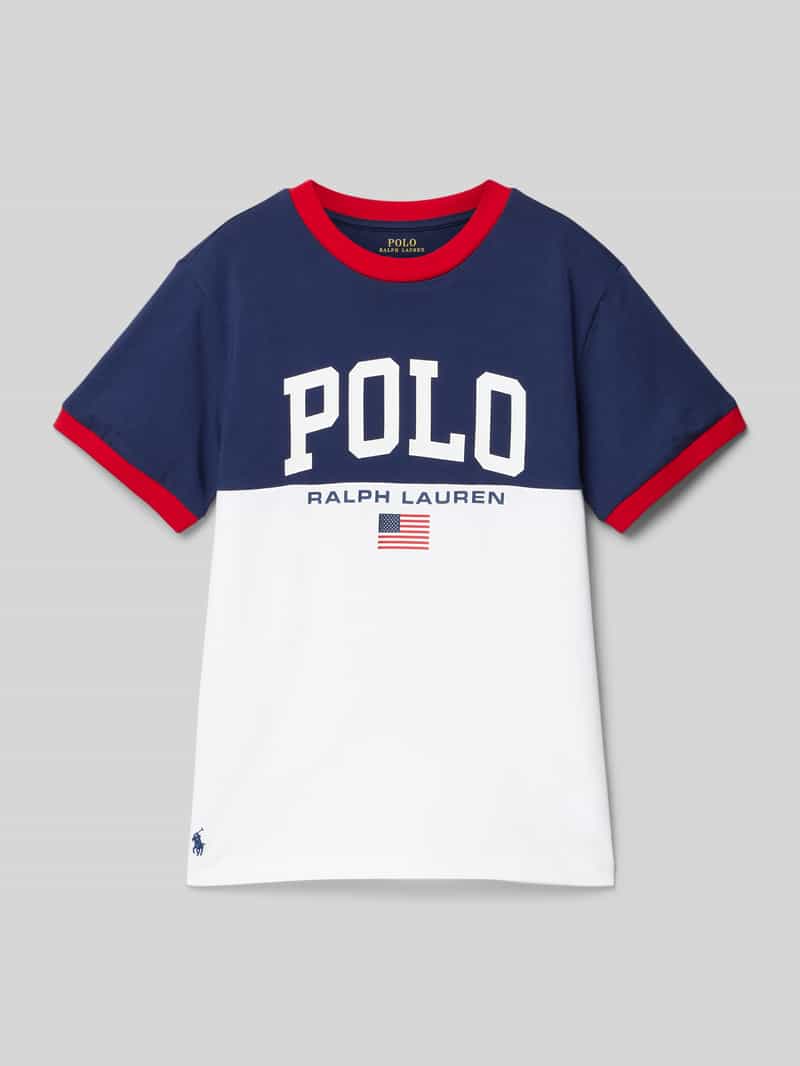 Polo Ralph Lauren Teens T-shirt met logostitching, model 'RINGER'