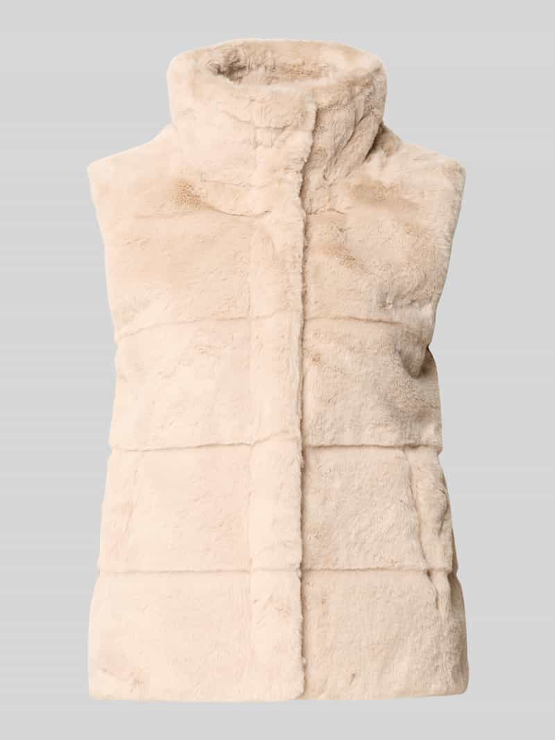 Monari Bodywarmer van imitatiebont met doorgestikte naden