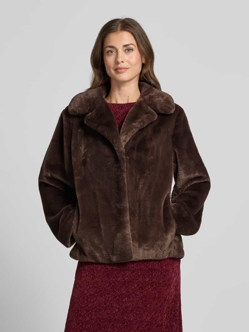 Jake*s Collection Zachte jas van imitatiebont met platte kraag