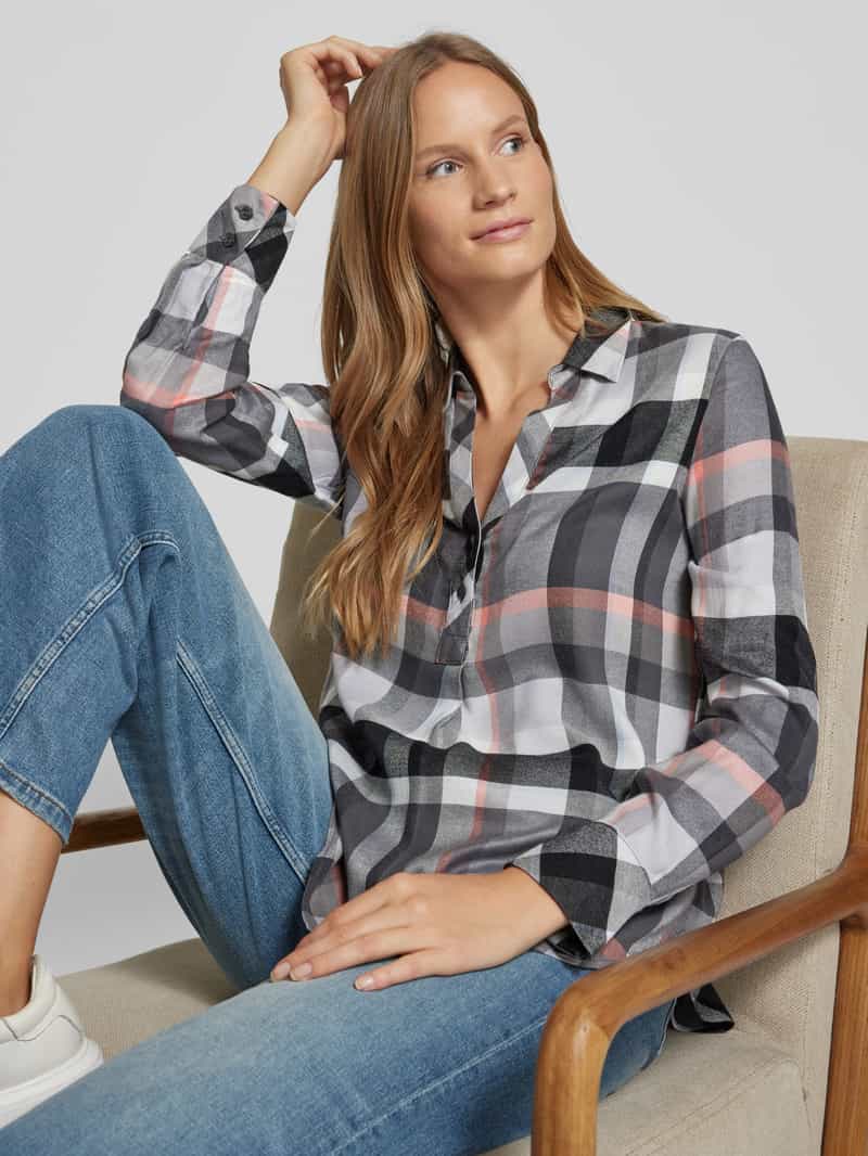 s.Oliver RED LABEL Regular fit blouseshirt van een mix van viscose en modal met ruitmotief