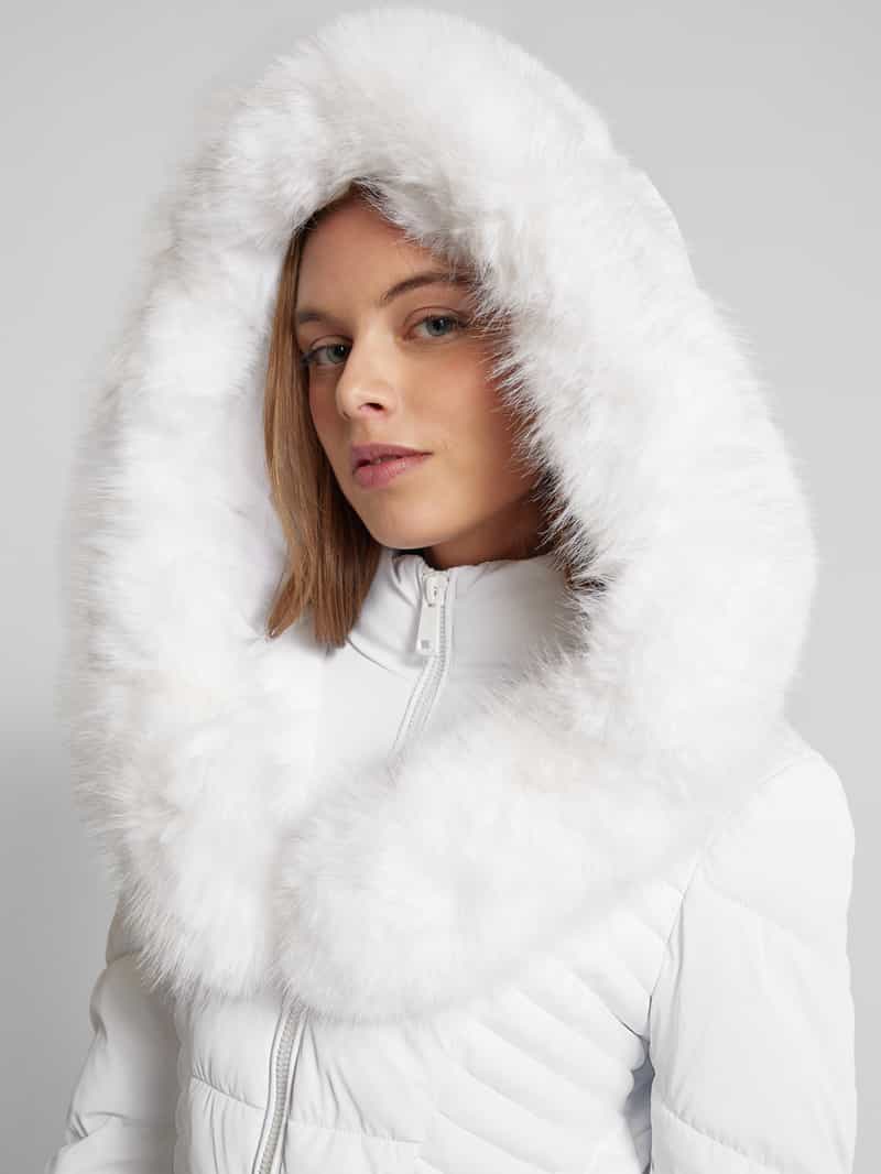 Guess Gewatteerde lange jas met imitatiebont model 'OXANA'