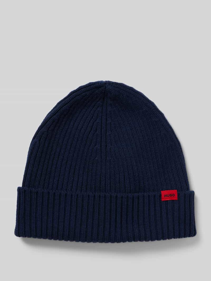 HUGO Beanie van zuivere geribde scheerwol model 'XOLA'