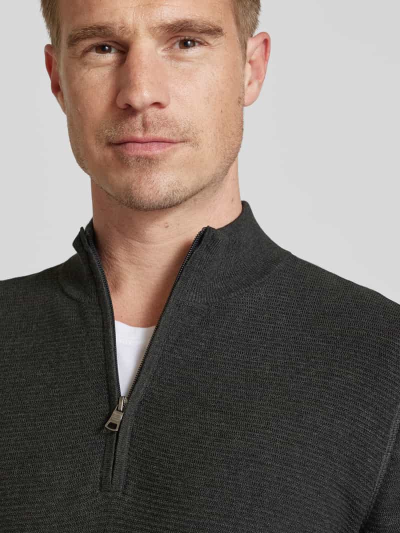 OLYMP Level Five Slim fit gebreide pullover met opstaande kraag
