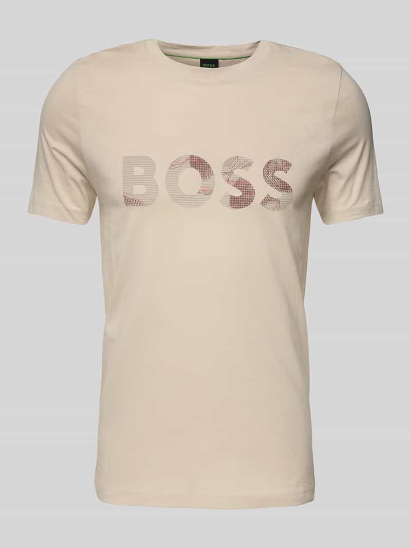 BOSS Green T-shirt met logoprint en ronde hals