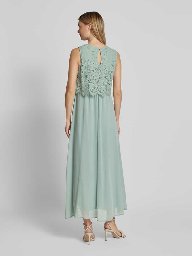 Vila Maxi-jurk met gehaakt kant, model 'MILINA' rietgroen, foto 2