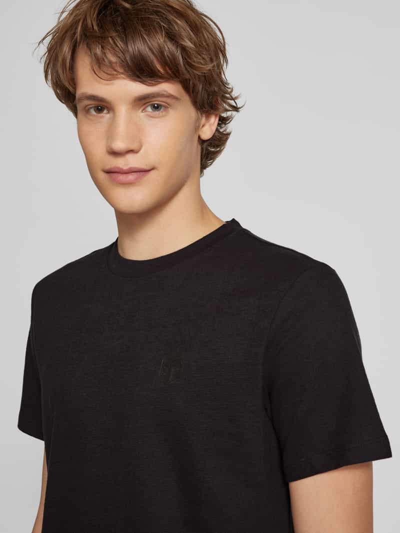 Blend T-shirt met geribde ronde hals