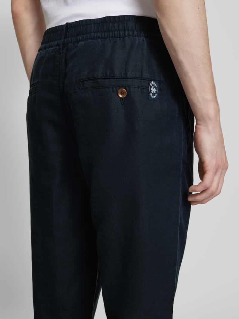 Superdry Straight leg linnen broek met tunnelkoord model 'Merchant'