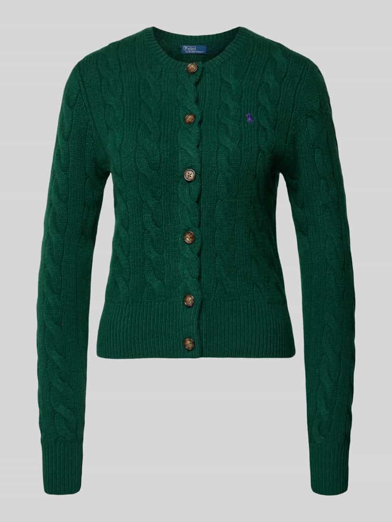 Polo Ralph Lauren Gebreid jack van een mix van linnen en kasjmier met kabelpatroon