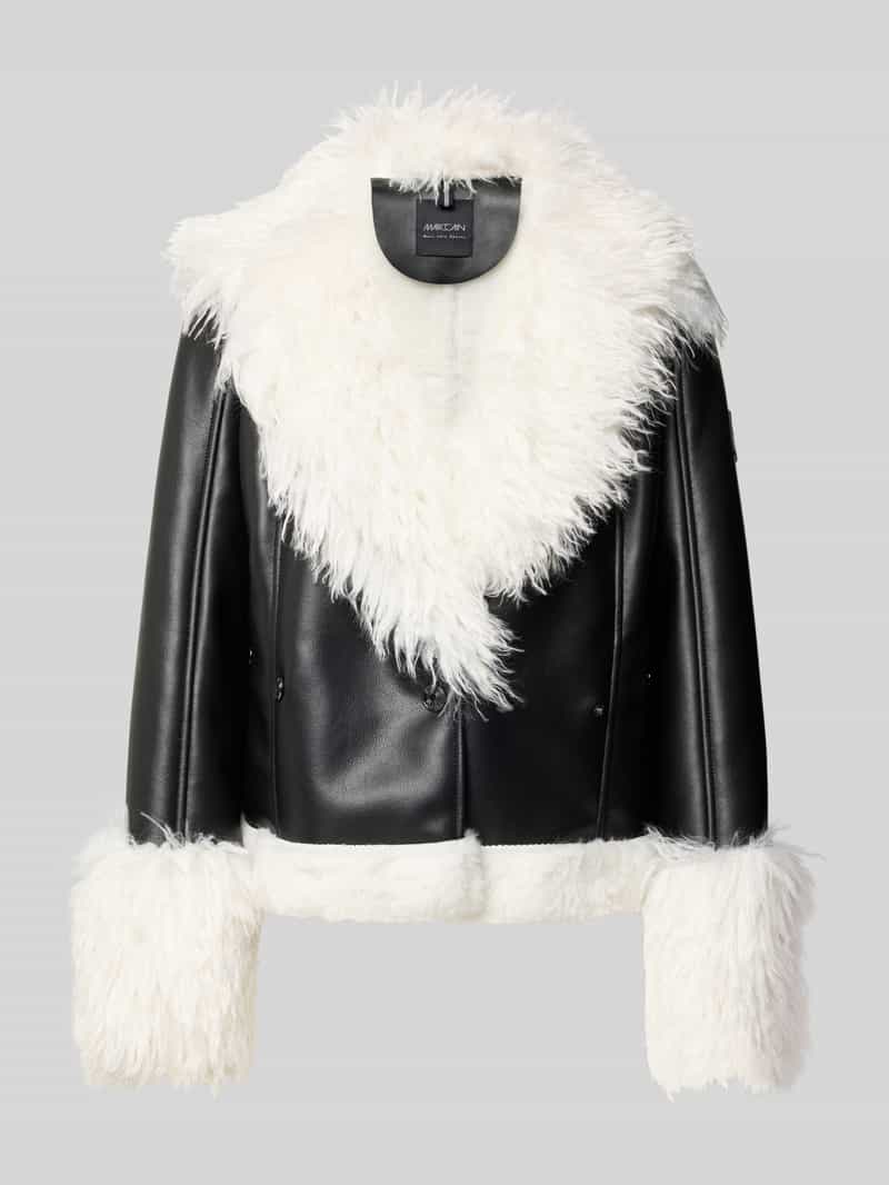 Marc Cain Regular fit kunstleren jack met dubbele knoopsluiting model 'SPORTS D'