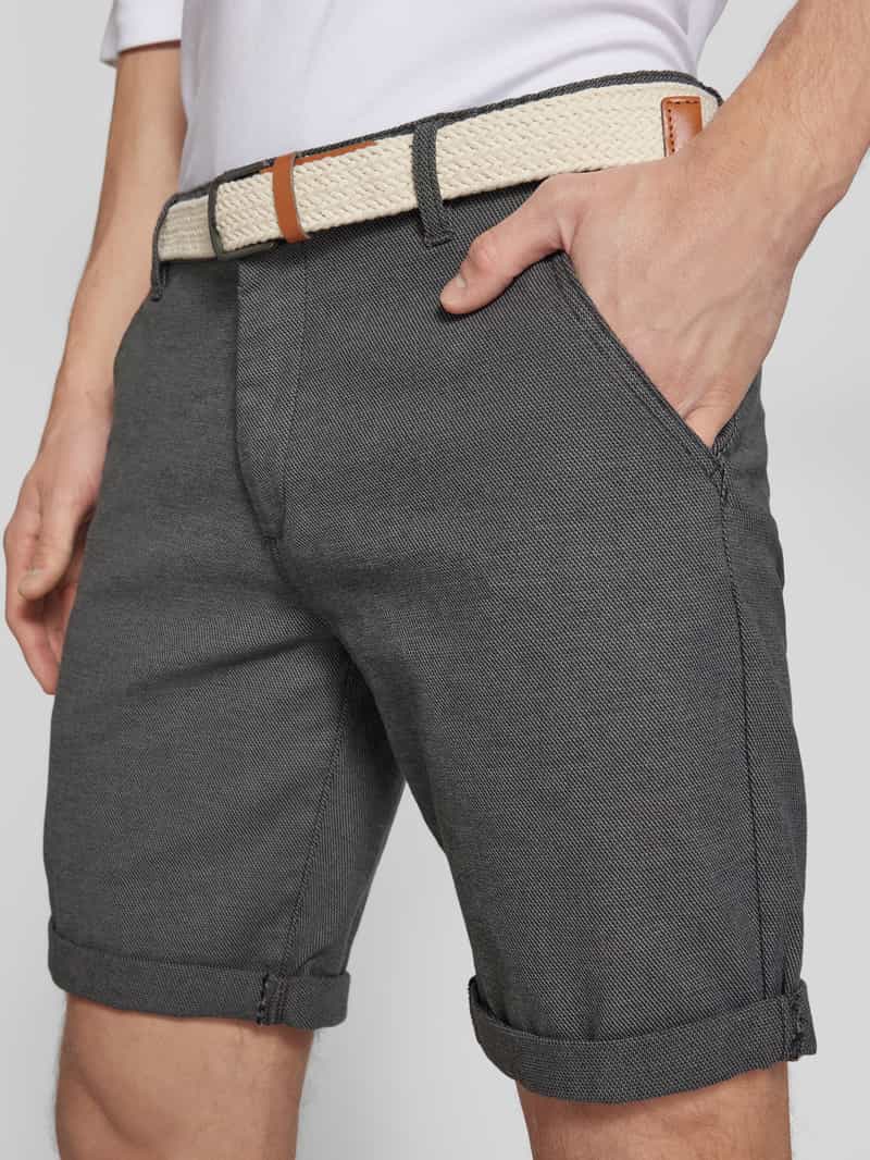 Redefined Rebel Korte regular fit broek met riem model 'NEBRASKA'