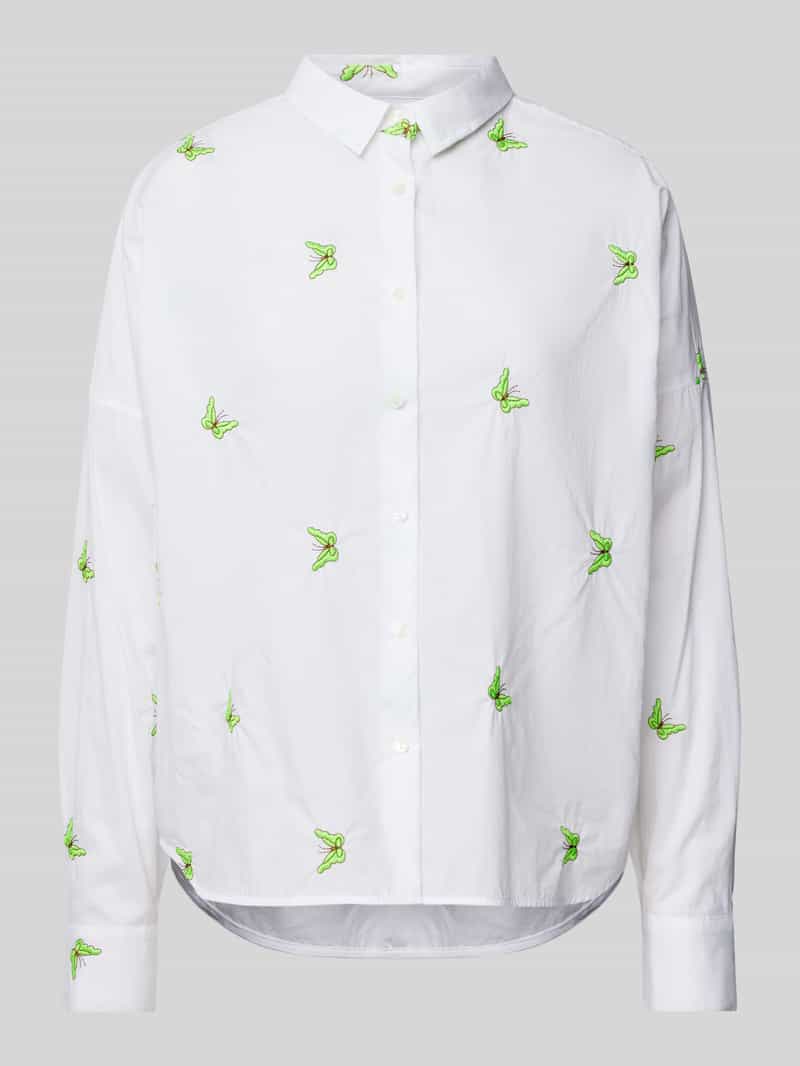 0039 italy Regular fit overhemdblouse met motiefstitching model 'LUCY'