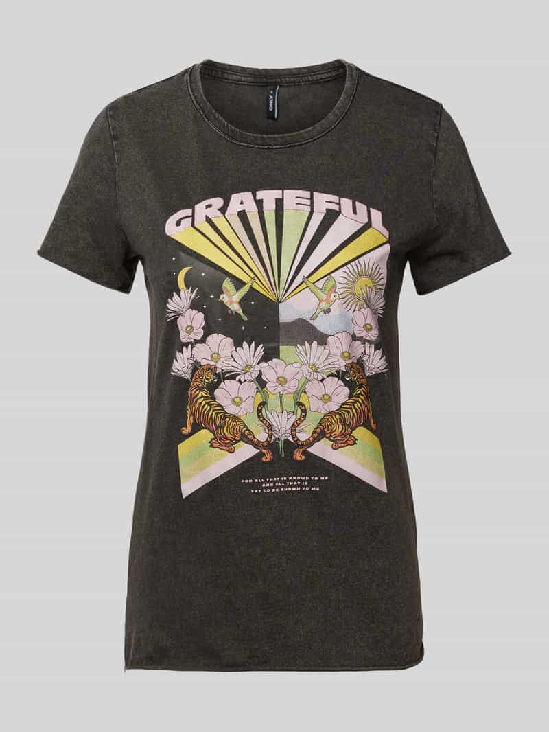 Only Regular fit T-shirt van zuivere katoen met motiefprint model 'LUCY LIFE'