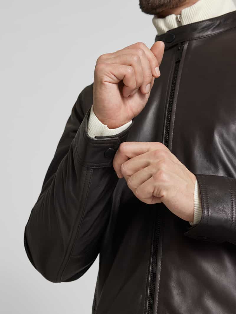 Strellson Slim Fit leren jack met ritszakken model 'JACE'