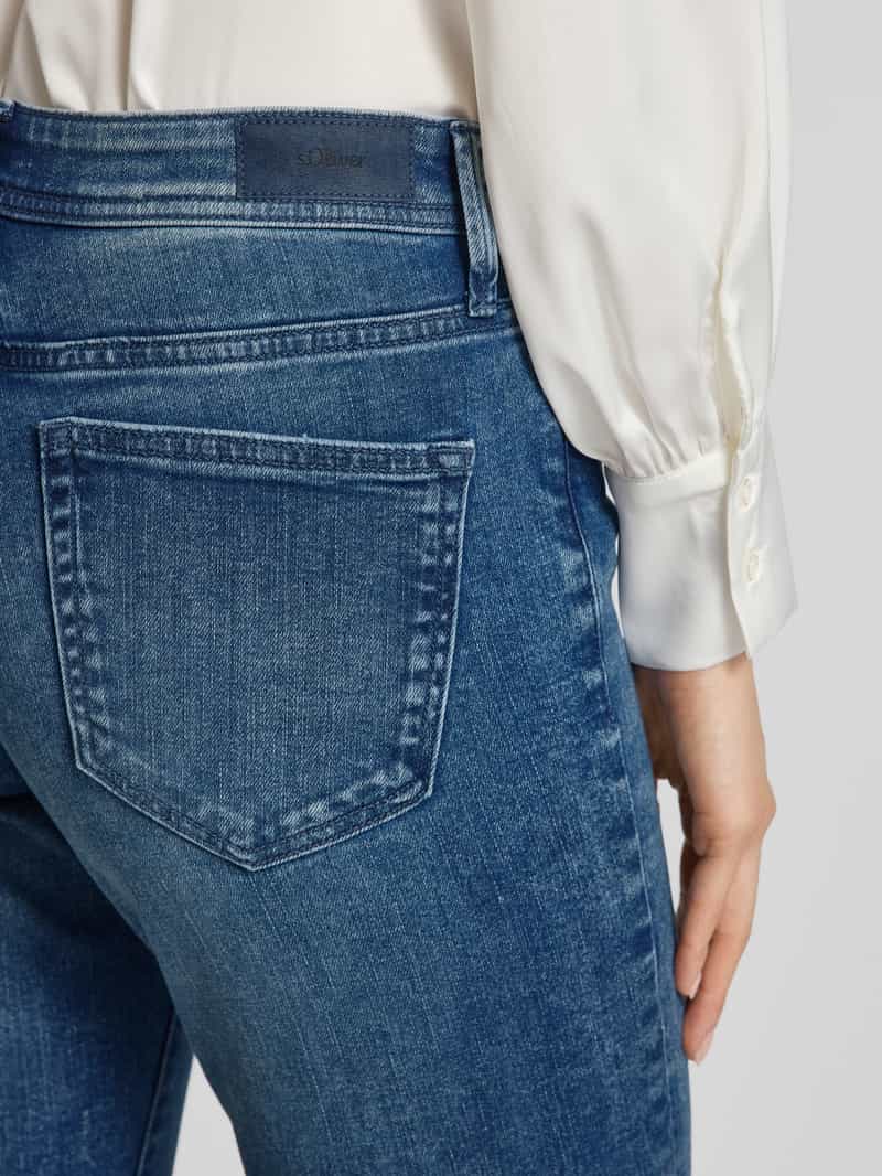 s.Oliver RED LABEL Slim fit jeans van katoenmix met sierstenen model 'BETSY'