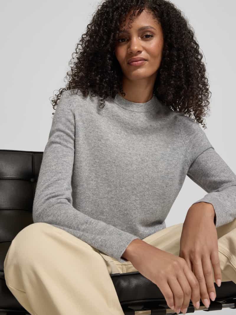 Jake*s Casual Gebreide pullover van kasjmier met ronde hals