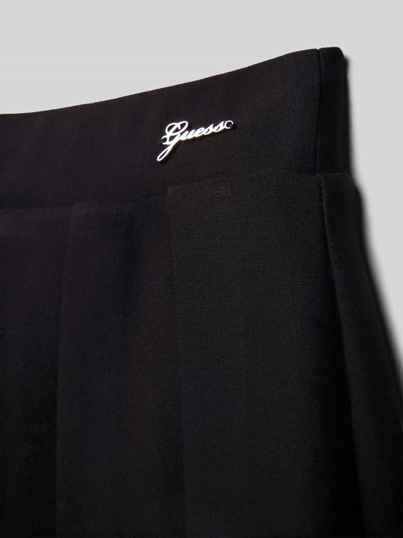 Guess Plooirok van viscosemix met logo-applicatie model 'Milano'