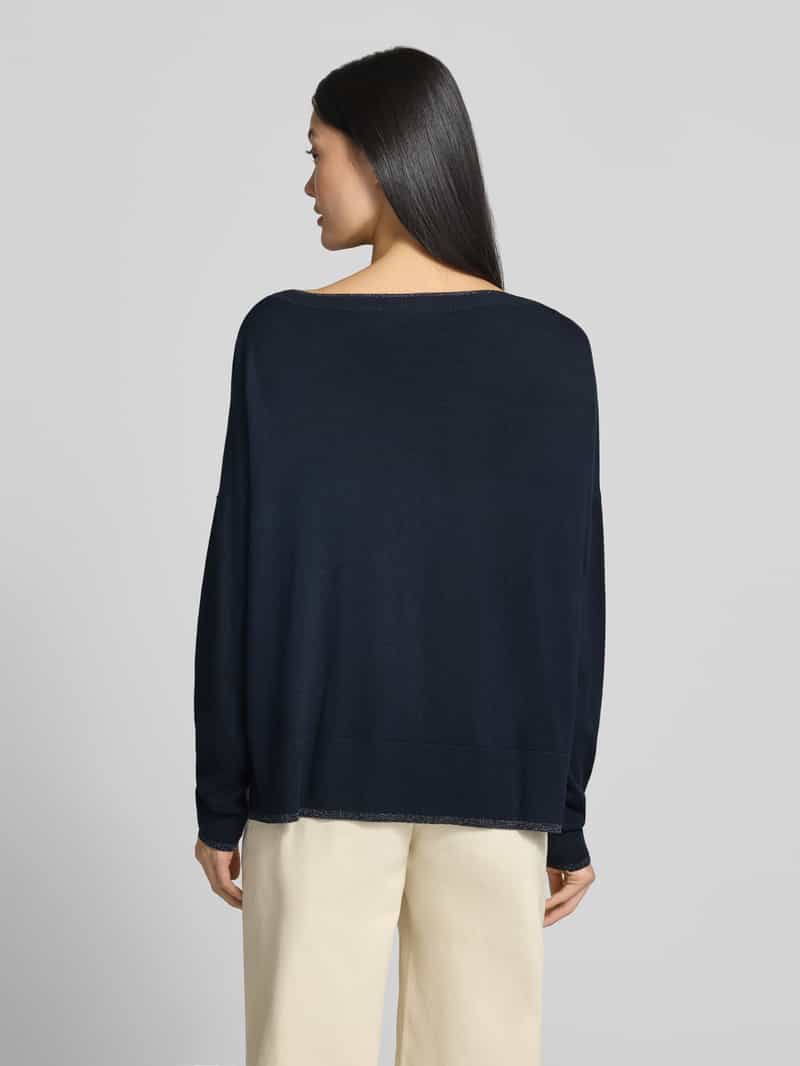 Liu Jo relaxed fit pullover van viscosemix model 'MAGLIA CHIUSA' donkerblauw, foto 2