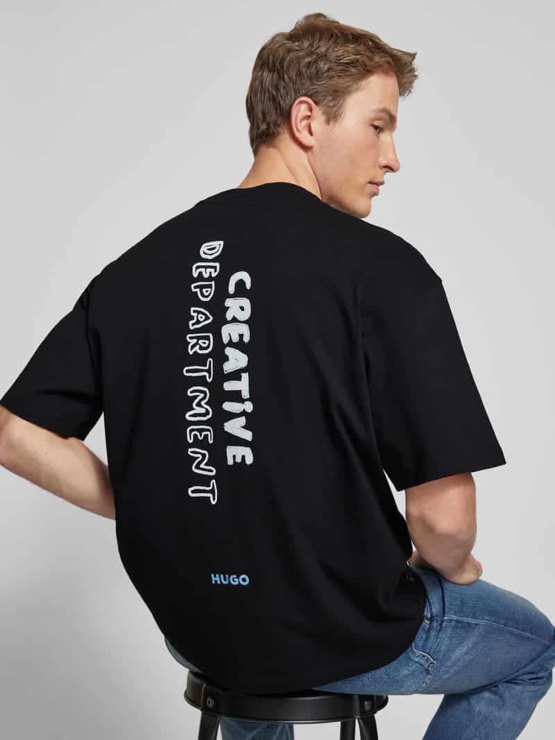 Hugo Blue Oversized T-shirt van viscose model 'Nabion'