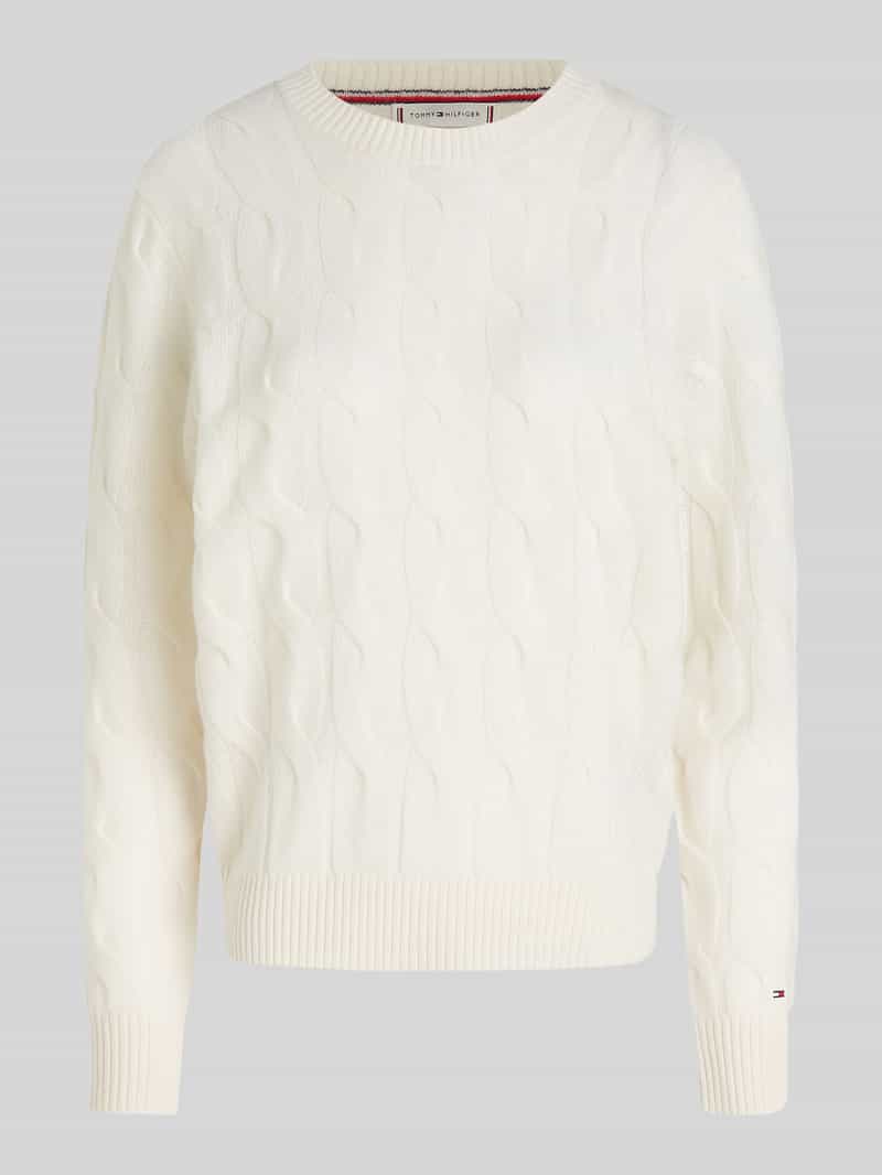 Tommy Hilfiger Gebreide trui SOFT WOOL CABLE C-NK met kabelpatroon ronde hals