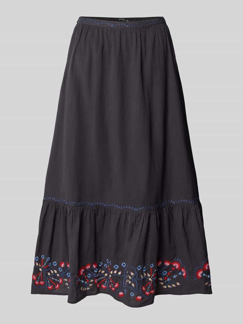Scotch & Soda Midirok van viscosemix met gebloemde motiefstitching