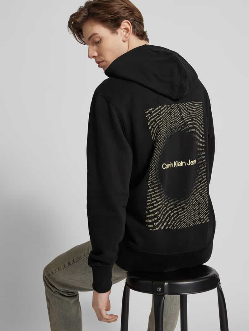 Calvin Klein Jeans Hoodie met labelprint model 'SQUARE FREQUENCY'