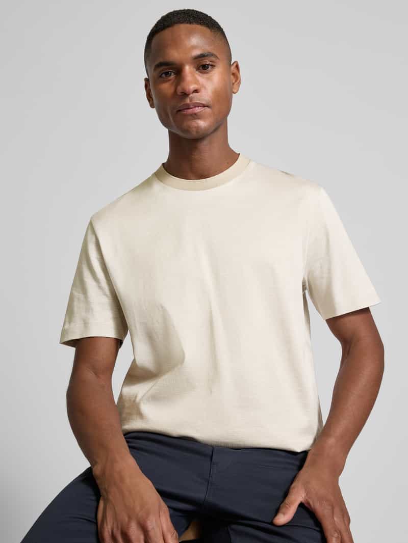 Boss T-shirt met geribde ronde hals model 'Thompson'