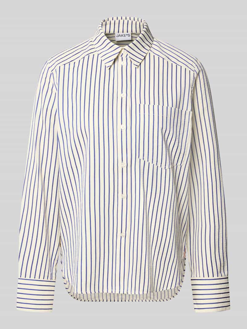 Jake*s Casual Loose fit blouse met lange mouwen van katoenmix