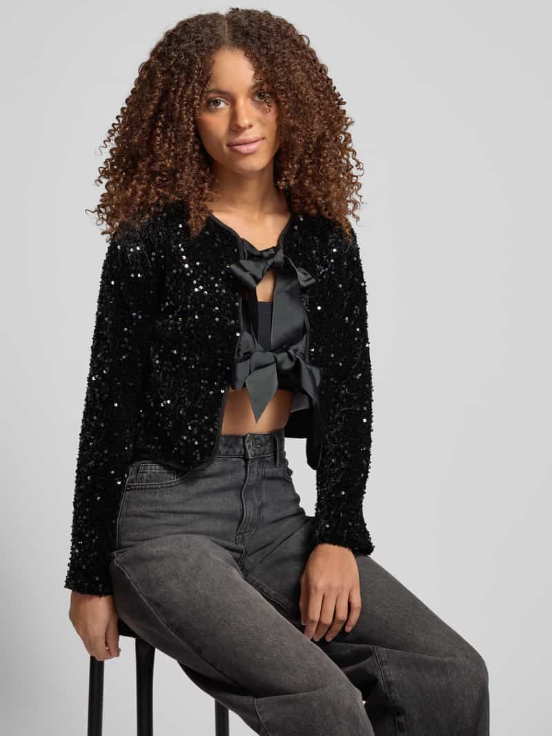 Only Regular fit blouse met pailletten met grote strikken model 'ANIKA'