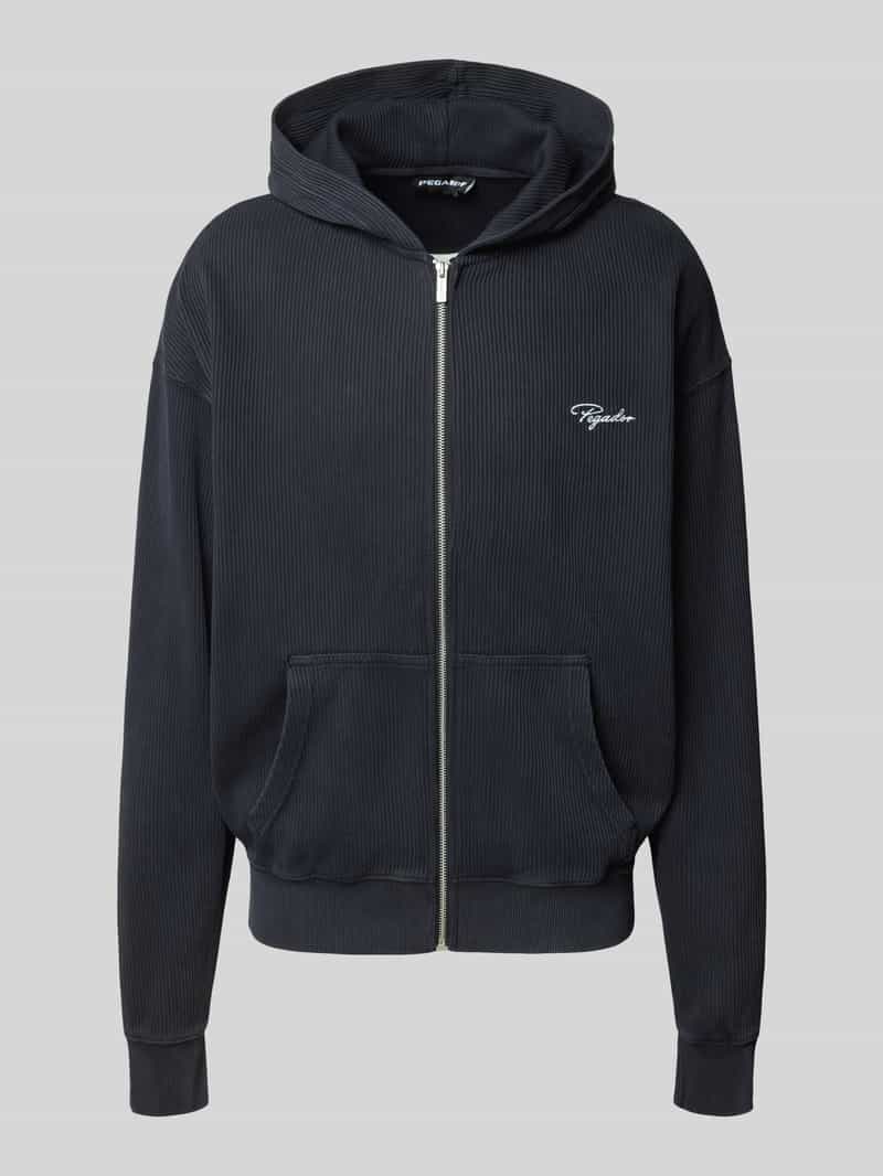 Pegador Oversized sweatjack met logostitching en capuchon