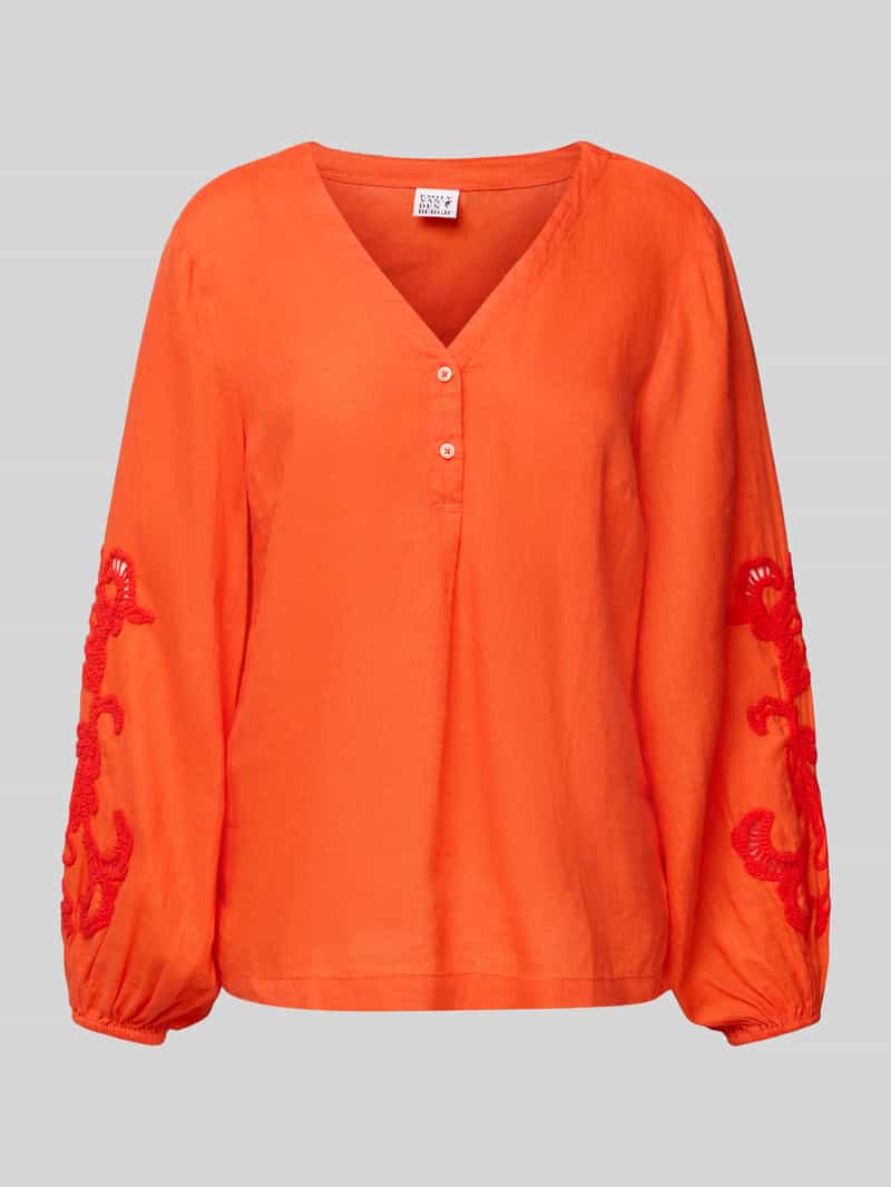 Emily Van den Bergh Slim fit linnen blouse met pofmouwen