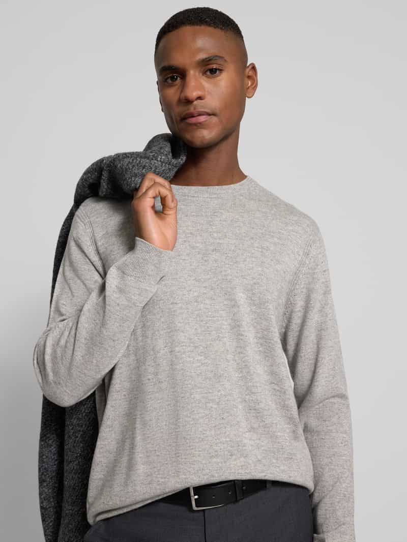 Profuomo Gebreide pullover van wolmix met ronde hals