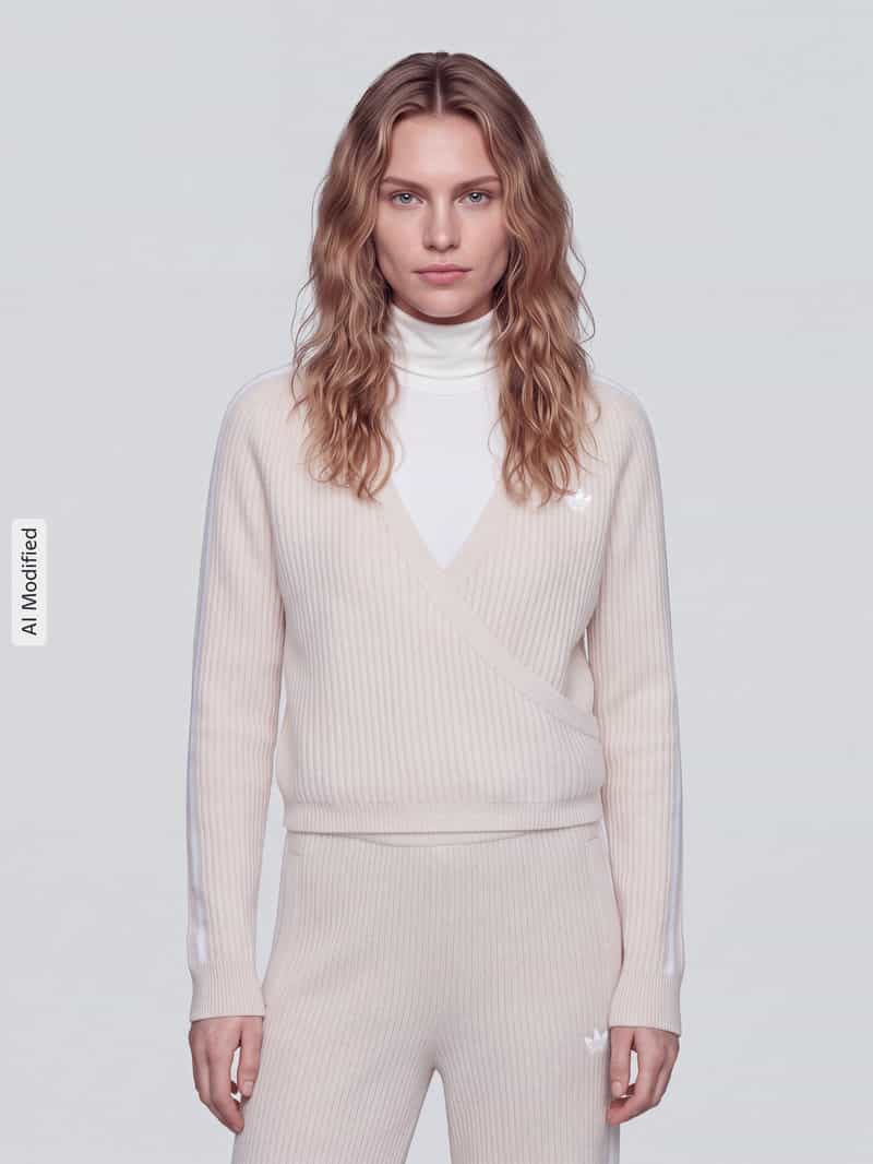 Adidas Pullover met wikkellook model: 'Jennie' beige, foto 3