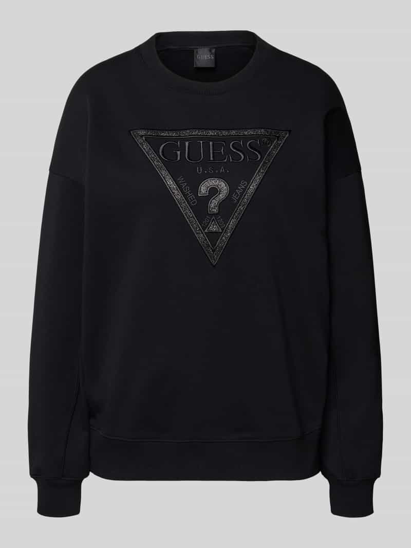 Guess Sweatshirt met ronde hals en labelstitching