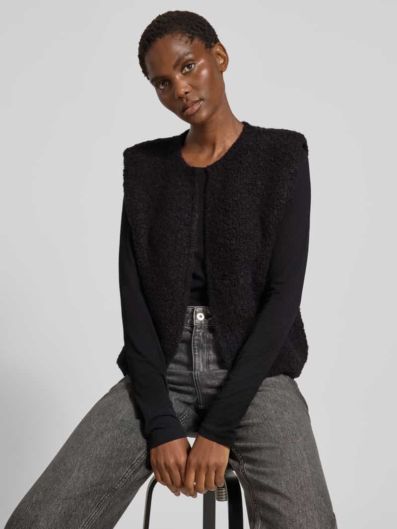 LANIUS Gilet in bouclélook met ronde hals