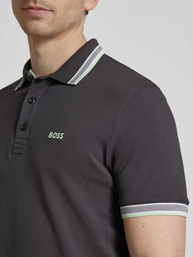 BOSS Green Regular fit poloshirt met labelstitching model 'PADDY'